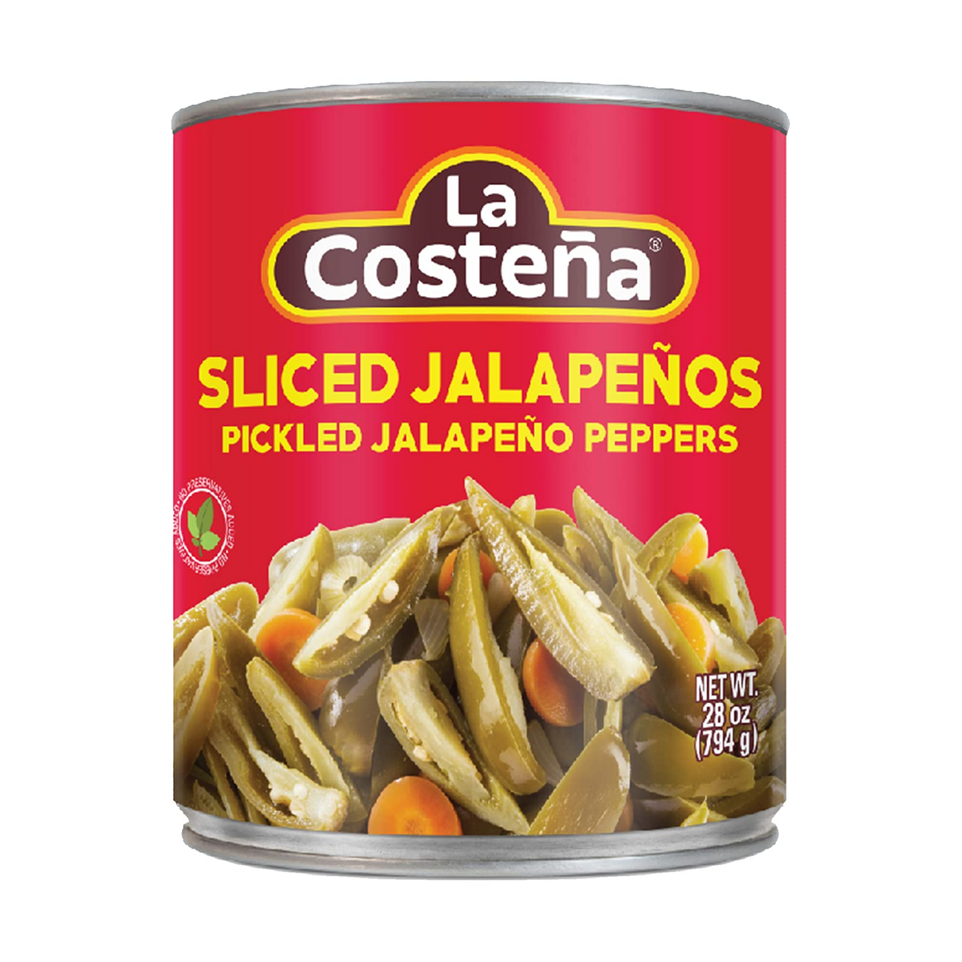 LA COSTEÑA SLICED JALAPENO 12 LATAS DE 28 ONZAS