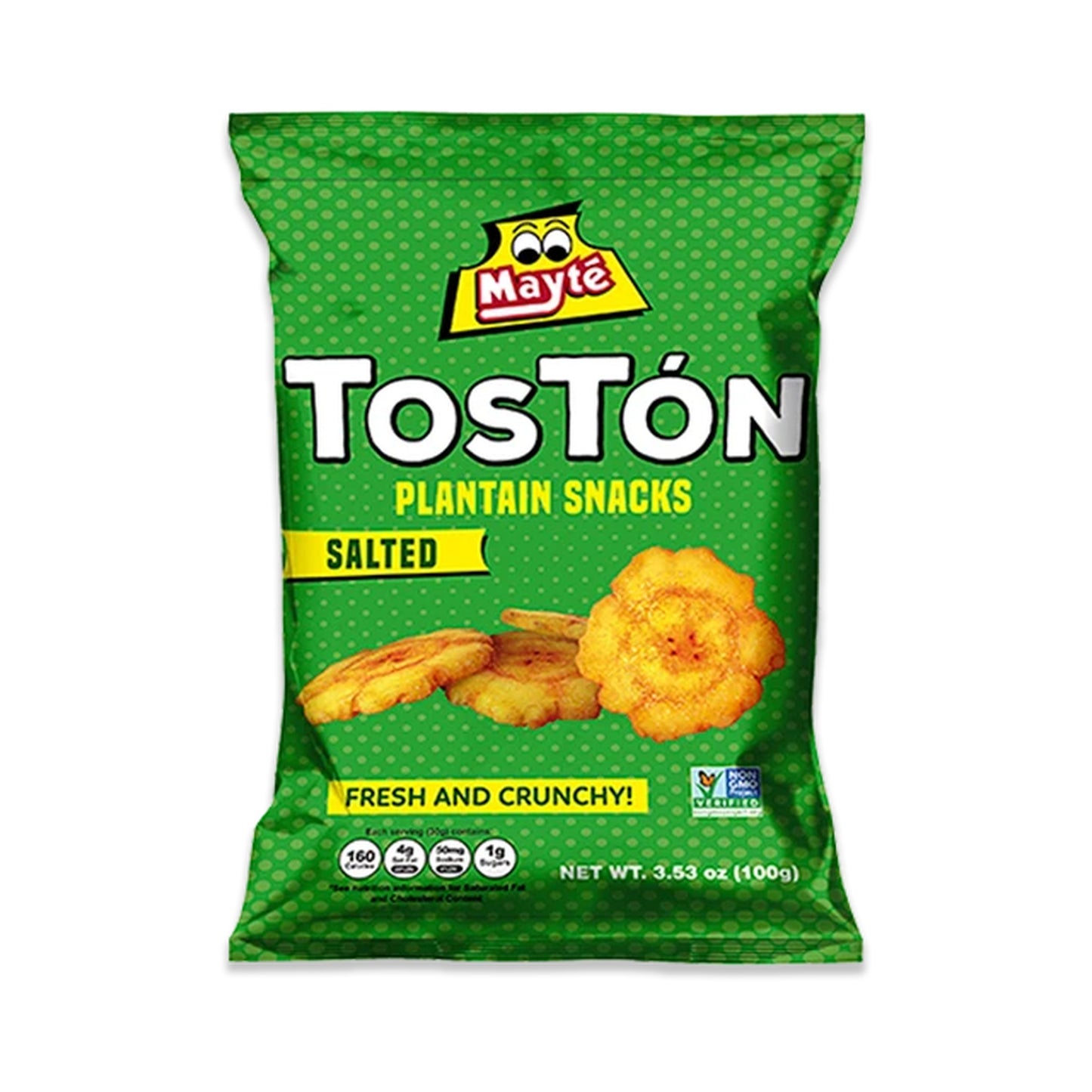 Mayté Tostón Plantain Snacks – Salted (Pack of 12 x 3.53 oz)
