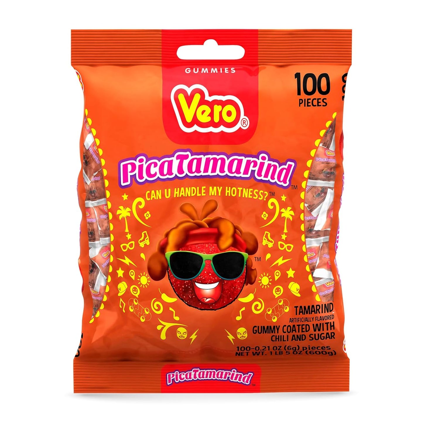 Vero - Tamarind Gummy Coated With Chili and Sugar (1 bag, 100 pcs)