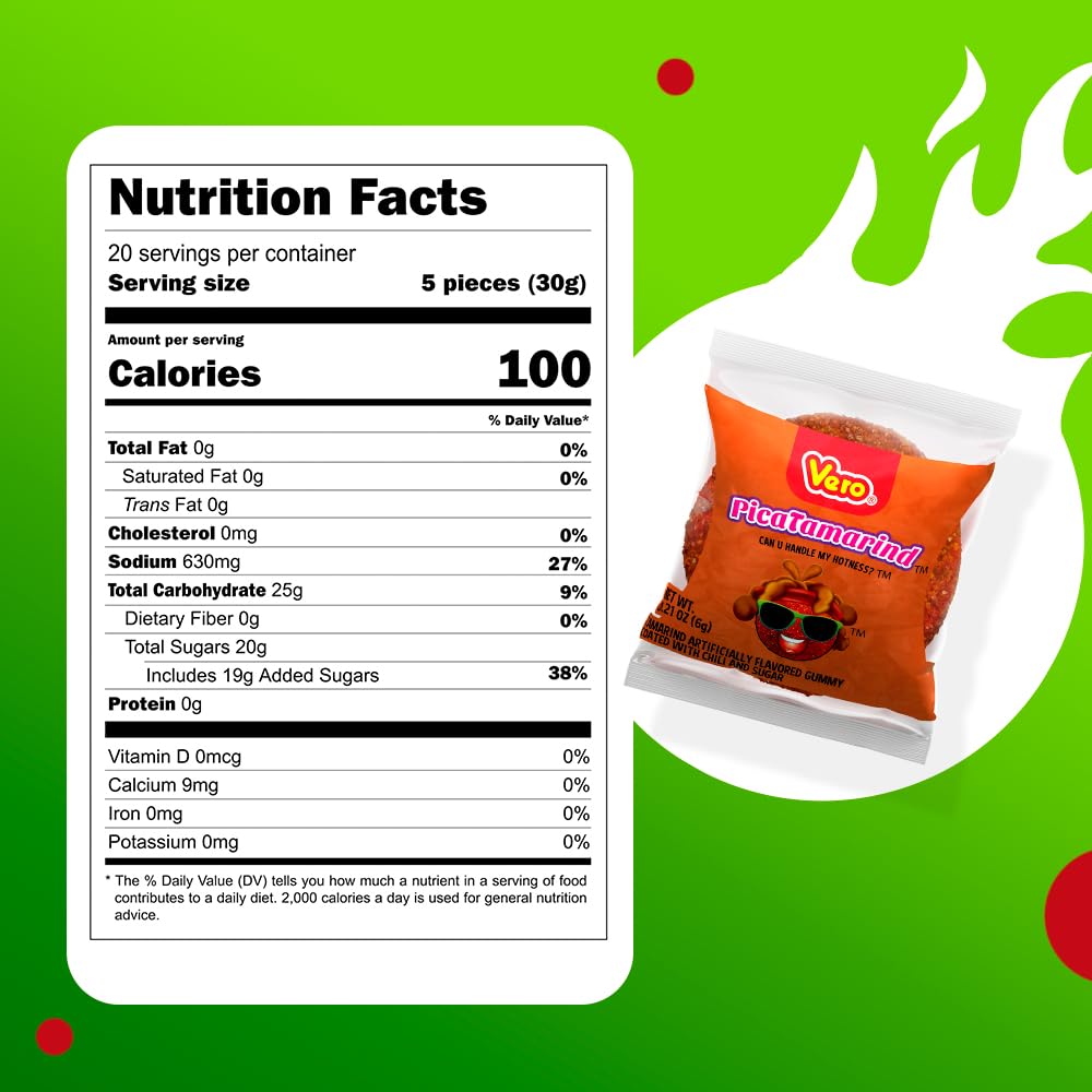 Vero - Tamarind Gummy Coated With Chili and Sugar (1 bag, 100 pcs)