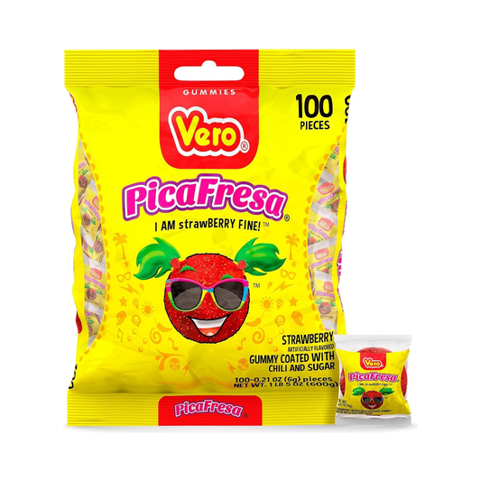 Vero - Strawberry Gummy Coated With Chili and Sugar (1 bag, 100 pcs)