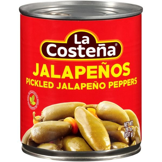 LA COSTEÑA WHOLE JALAPENO 12 LATAS DE 26 ONZAS
