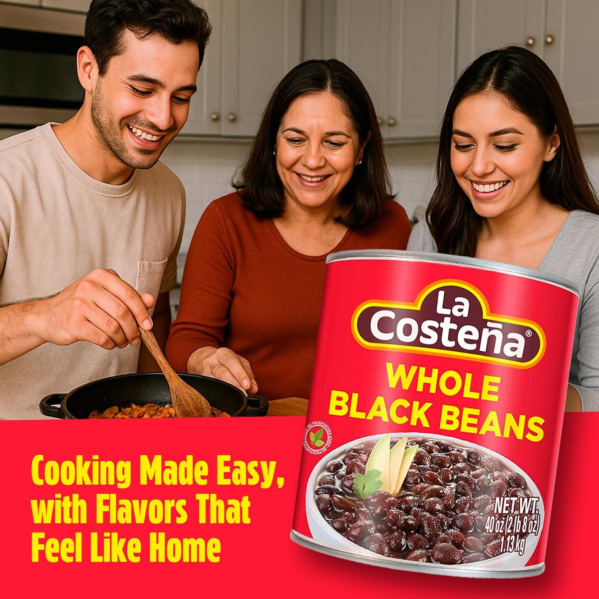 La Costeña - Whole Black Beans (40 oz, 2-Pack)