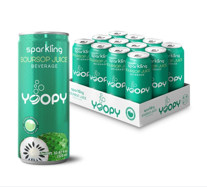 YOOPY SPARKLING GUANABANA WATER 1 CAJA DE 12 LATAS CADA LATA DE 10.86 OZ