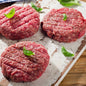 Torta de Carne para hamburguesa. 100% Sirlion 100%, Listo para azar. 25 unidades por paquete.
